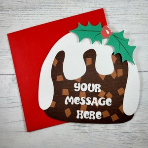 Personalised Christmas Pudding Card: Xmas Bauble Decoration