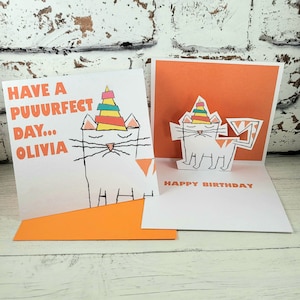 Carte d'anniversaire personnalisée chat, carte d'anniversaire de propriétaire de chat, carte d'anniversaire de chats drôles, carte d'amant de chat, carte pop-up 30e, carte meilleur ami