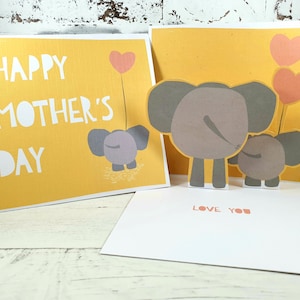 Carte pop-up éléphant pour la fête des mères, carte de son fils, carte pour maman, carte de sa fille,