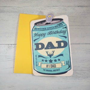 Carte d'anniversaire de canette de bière artisanale de papa, anniversaire de père, carte pour lui, carte de fille, carte de fils, papa numéro un