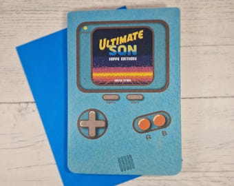Son Birthday Card, Retro Video Game Console Card, Available in Two Colours