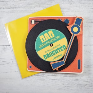 Carte de fête des pères personnalisée pour tourne-disque, carte de fille, carte pour papa, carte de fête des pères, carte de fête des pères heureuse, cadeau de fête des pères