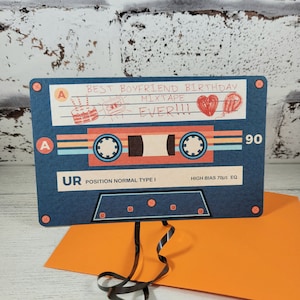 Best Boyfriend Geburtstagskarte, 90er Mixtape Geburtstag, 80er Jahre Musik Karte, Geburtstagskarte für Ihn, 80er Jahre Retro Kassette Tape Karte