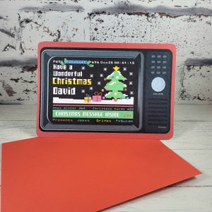 Personalisierte 90er Retro TV Teletext Weihnachtskarte, personalisierte Namen Weihnachtskarte, Weihnachtskarte, Freund Weihnachtskarte, lustige Weihnachtskarten