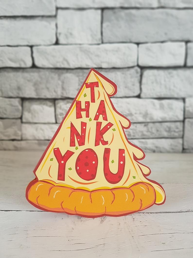 Thank You Pizza Slice Card Thank You Card Pizza Card Card Etsy