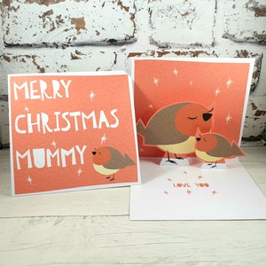 Weihnachtskarte Mama, Rotkehlchen Popup Karte, 3D Mama Weihnachtskarte, Frohe Weihnachten Mama, Pop-Up Karte Rotkehlchen Gran, Eltern Weihnachtskarte, Karte für Sie
