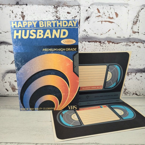 Happy Birthday Husband Card, Retro VCR birthday card  80s, VHS tape Card, Film lover card, Partner Birthday card, Nineties Birthday Card