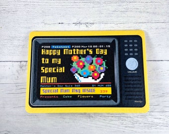 Retro TV Mother's Day Card, Card From Son, Card for Mum, Mothers Day Card, Happy Mother's Day Card, Unique Mum Card, Card from Daughter