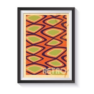 Set of 3 Mid Century Retro Pattern Digital Download Prints, Printable 70s Retro Abstract Print, 60s Art Print, living Room Decor image 4