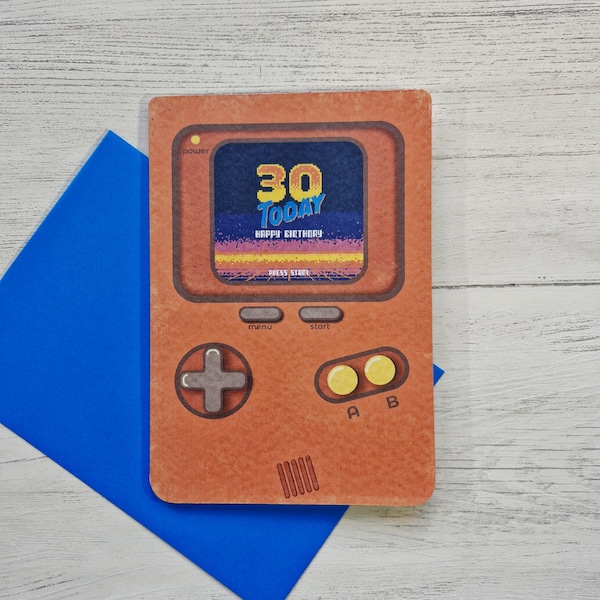 30 Today Birthday Gaming Card, Thirtieth Birthday Card, Son Husband Dad Gamer Birthday Card, 30th birthday card, Available in 2 colours