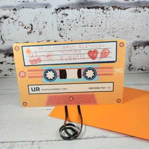 Verjaardagskaart beste echtgenoot, jaren 90 mixtape verjaardag, jaren 80 muziekkaart, verjaardagskaart voor hem, jaren 80 retro cassettebandje