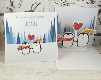 To My Amazing Husband Personalised Valentines Day Card, Penguin Love Card,  Boyfriend Valentines Card, Partner Card, Gay Valentines Card,