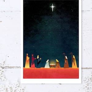 キリスト降誕の情景プリント：クリスマスウォールアート（デジタルダウンロード）