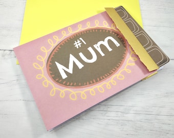 Mothers Day Chocolate Bar Card, Best Mum Card, Handmade Number 1 Mum Card, Sweet Mother's day card