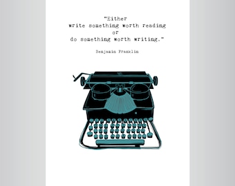 Vintage Typewriter Print: Ben Franklin Quote, Home Office Art (Digital Download)
