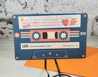 Best Husband Ever Mixtape Birthday card, Cassette Tape Birthday Card, Create your own Mixtape Playlist, Card from Wife