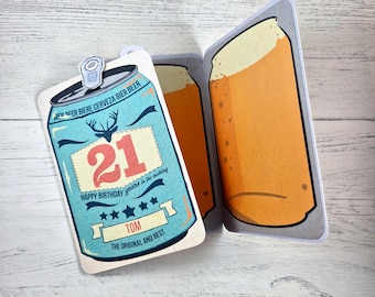 Carte d'anniversaire personnalisée pour tous les âges, 18, 21, 30, 40, anniversaire, pour lui, fils, petit ami mari, petite amie, amateur de bière