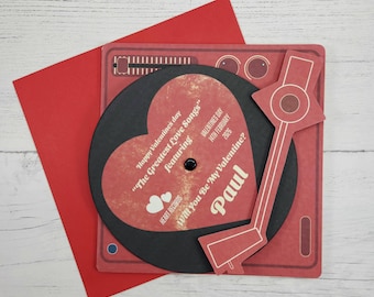 Personalisierte Schallplattenspieler Valentinstag Karte
