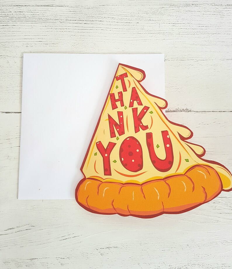 Thank You Pizza Slice Card Thank You Card Pizza Card Card Etsy