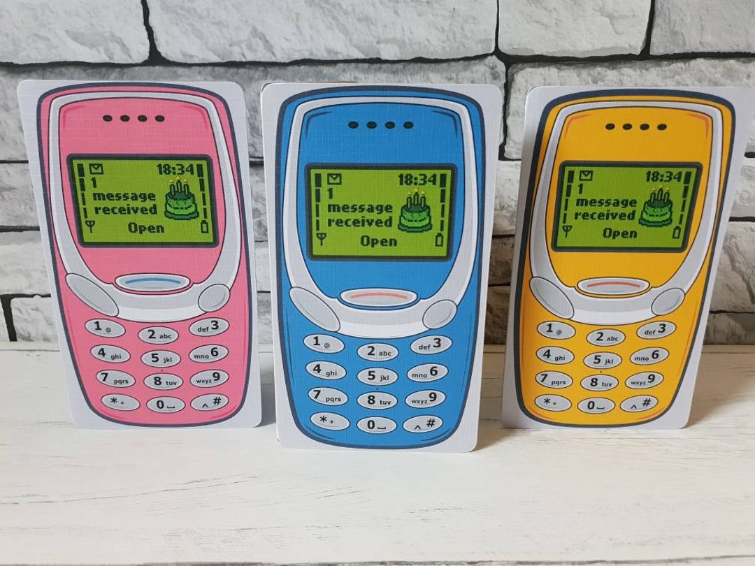 Personalised Retro Mobile Phone Birthday Card, Friend Birthday Card