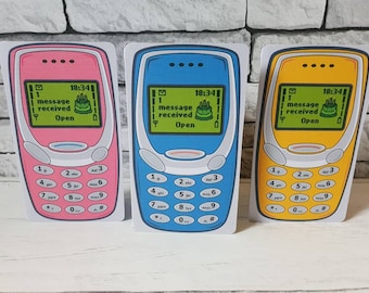 Carte d'anniversaire personnalisée pour téléphone portable rétro, carte d'anniversaire d'un ami, carte d'anniversaire de petite amie, carte de téléphone portable, carte de petit ami, carte d'épouse