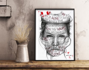 Impressão artística de Lady Macbeth: Tipografia de Shakespeare, presente literário