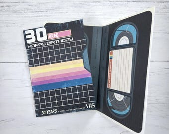 Personalised 30th Birthday VHS Card, Special Thirtieth Birthday Card, Retro 80s Film Lover Card, Movie Themed Birthday Card