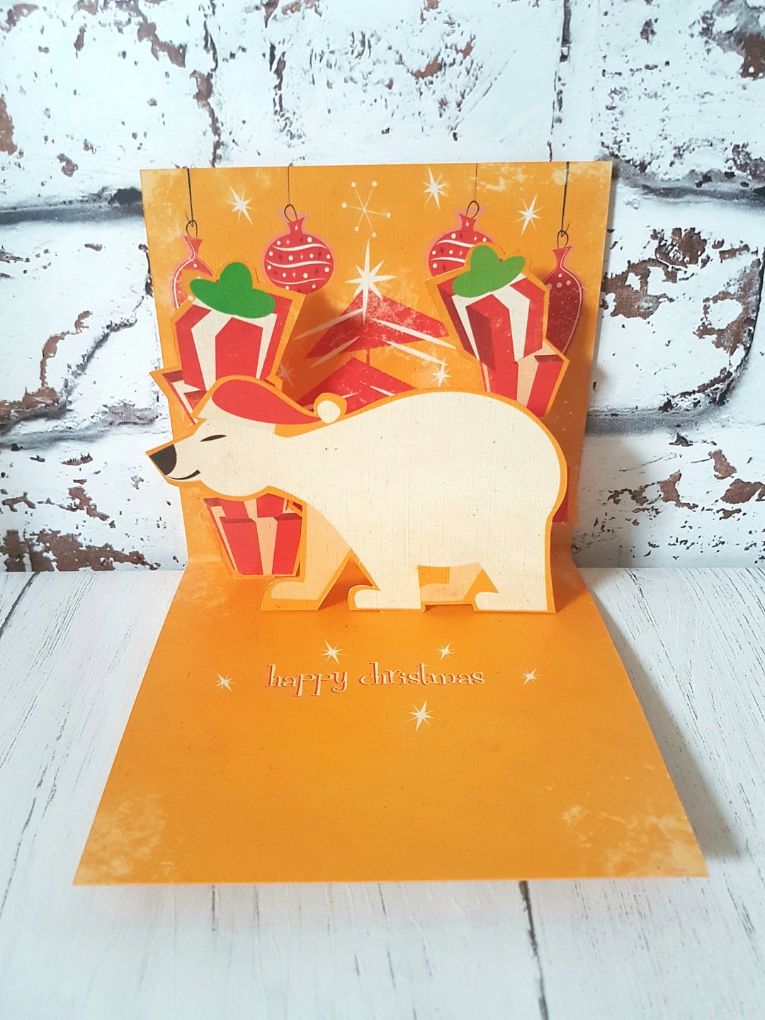 Handmade Polar Bear Pop up Christmas Card: Retro Xmas - Etsy