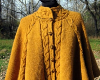 Cabled Fall Celebration Cape Knitting Pattern