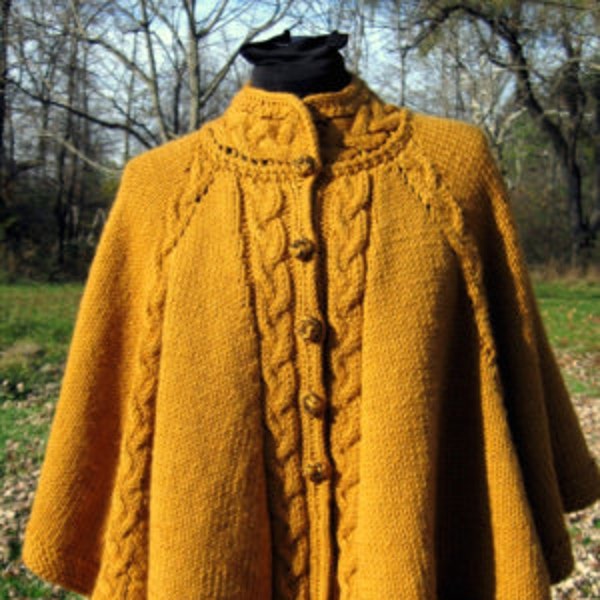 Cabled Fall Celebration Cape Knitting Pattern