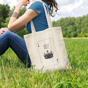 Bolsa de lona natural/negra con diseño de cartas del Tarot de Ateez Royal. Bolsa de lona K-pop. Bolsa de lona para fans del K-pop. Regalos K-pop.