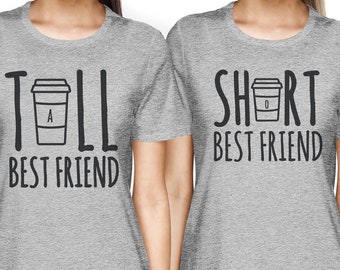 Short And Tall Best Friends Grey Matching Outfits - BFF Friendship T-Shirts |  Gift Idea For Your Best Friend - Funny Best Friends Forever