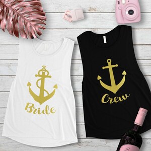 Bride Crew Muscle Tank Tops for Bachelorette Party, Nautical Bride Crew Tank Tops, Bride Crew Anchor Tank Top, Bash Party Muscle Shirt