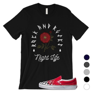 Vintage | Rock And Roses T-Shirt | Wild Flower Designs Gift For Flower Lovers! Vintage Graphic T-Shirt - Rose - Women and Unisex T-Shirt