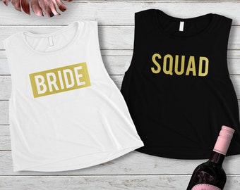 Bride Squad Bachelorette Party Shirts, Bride Crop Tank Top, Bride Squad Crop Tanks, Bridesmaid Shirts, Bachelorette Party Tank Tops