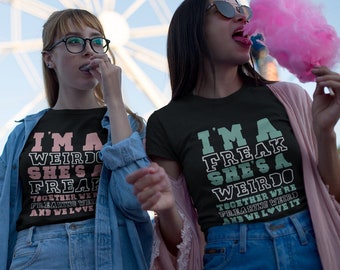 Cute Best Friend T Shirts for 2 - Freak and Weirdo Pink and Mint - Funny BFF Matching Shirts | Christmas, Birthday Gift Idea For Your BF
