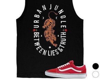 VINTAGE | Urban Jungle Sleeveless Cute Funny Wild Stylish Animal Flower Graphic Men&#39;s Muscle Top | Gifts For Friends And Family