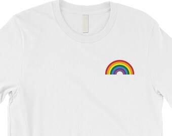 LGBT Pride | Rainbow Pocket Unisex T-shirt - Rainbow Colorful Graphic Printed Tops - Funny Gifts Ideas For Gay And Lesbian Cute Gay Shirts