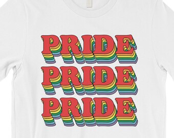 LGBT Pride | Pride X3 Rainbow Unisex T-Shirt - Colorful Graphic Printed Tops - Funny Gifts Ideas For Gay And Lesbian Cute Gay Shirts