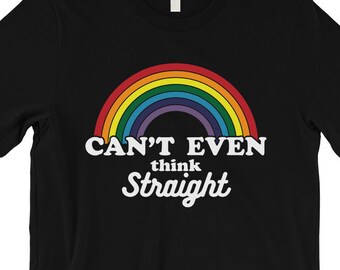 LGBT Stolz | Kann nicht gerade Regenbogen Unisex T-shirt - bunte Grafik gedruckt Tops - lustige Geschenke Ideen für Schwule und Lesben niedliche Schwule Shirts