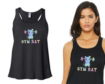 Bella Canvas Flowy Racerback Tank Top | Gym Rat Spectrum Printed Work Out Tanks
