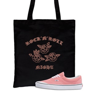 Vintage | Rock &#39;N&#39; Roll Night Canvas Bag | Wild Flower Designs For Flower Lovers! Vintage Graphic | Gift Idea for Friends and Family