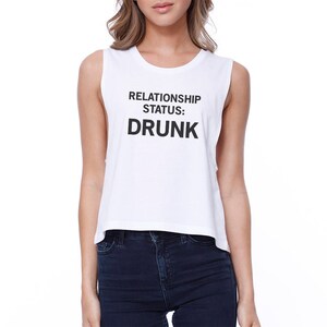 HUMOR | Relationship Status White Sleeveless Cute Funny Croptop (JCR119WT)