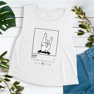 Top corto sin mangas con estampado de cartas del Tarot de Seventeen Monster para mujer | Camiseta corta sin mangas K-pop para mujer | Camisetas K-pop