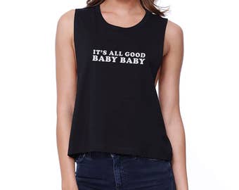 GIRLY | It&#39;s All Good Baby Black Sleeveless Crop Top  (JCR097BK)