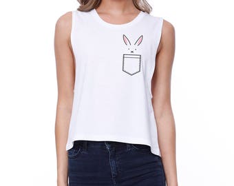 POCKET | Rabbit Pocket Crop Top Shirt  (JCR028)