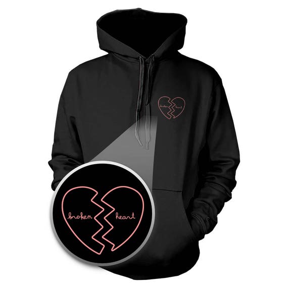 *p(R)ojectR®︎ Heart P Hoodie POCKET | Broken Heart Black Hoodie [JHD014] - Etsy