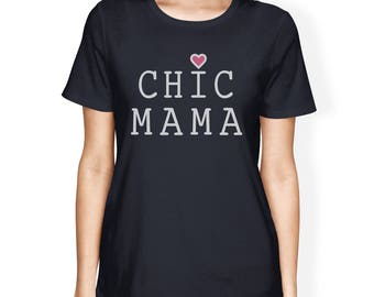mama☆ MOM | Chic Mama Womens Short Sleeve Top Unique Design Gift