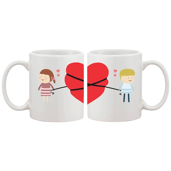 Love Connecting Couple Cute Funny Ceramic Matching Coffee Couple Mugs  Perfect Anniversary Gifts