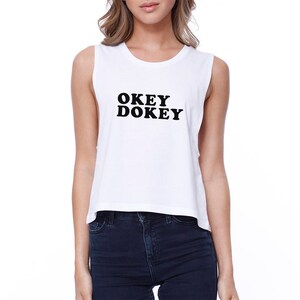 GIRLY | Okey Dokey  White Cute Funny Graphic Croptop  (JCR113WT)